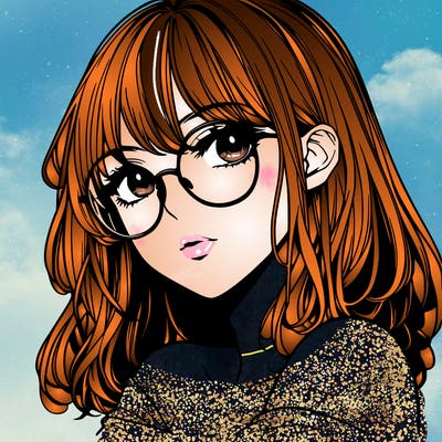 manga woman character with glasses and nice lips