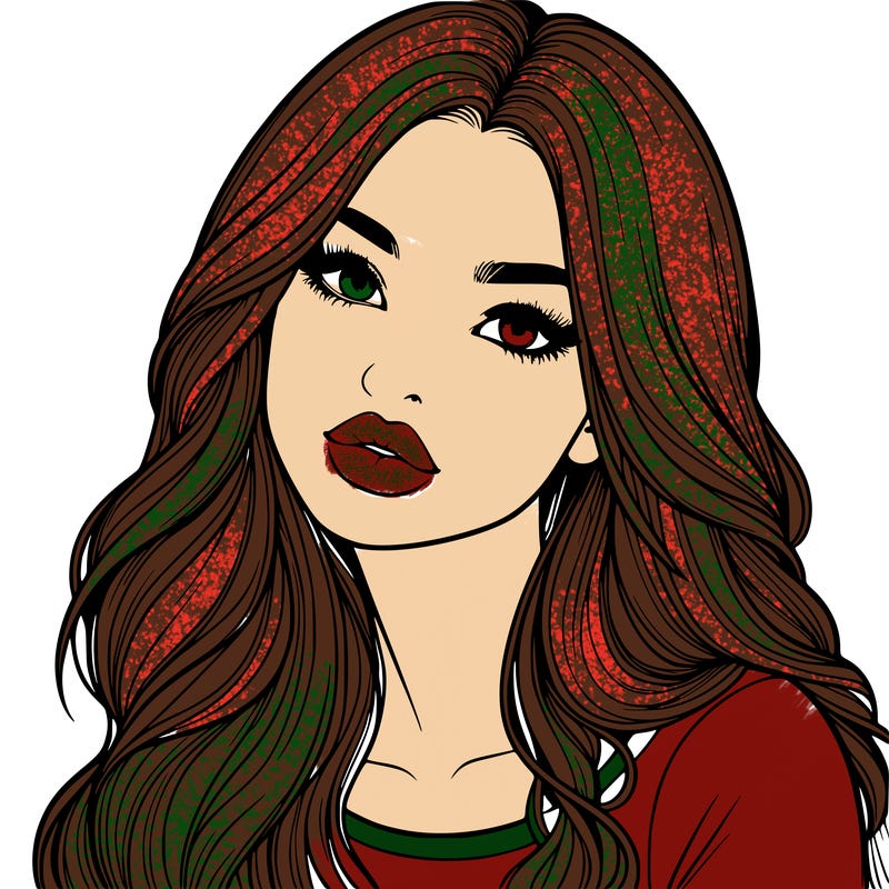 realistic girl with hair on her hair and lips