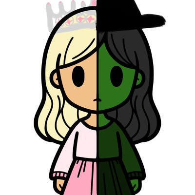 a girl with a line down the middle of the paper vertical and horizontily