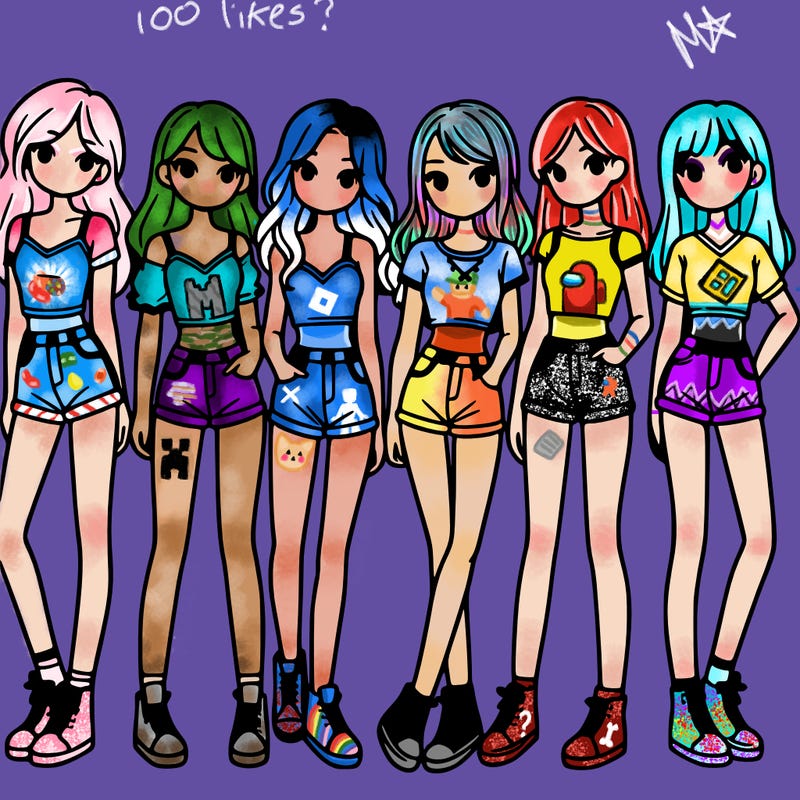 a group of girls wearing crop tops and shorts