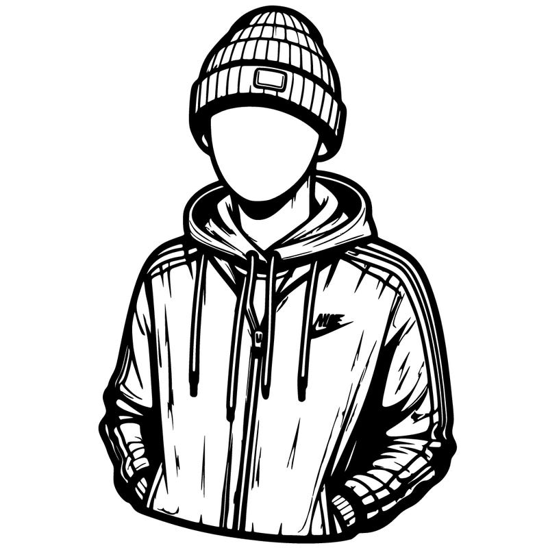 realistic with sports jacket and beanie hat