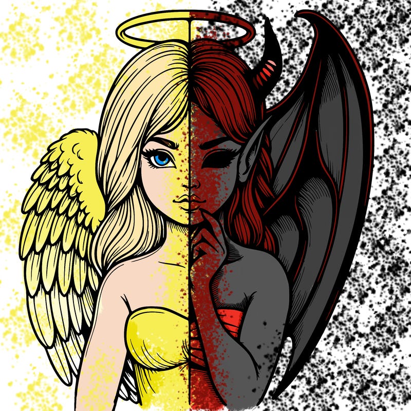 realistic angel half demon