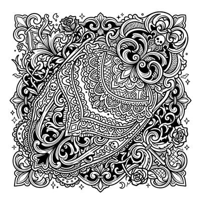 Explore a mesmerizing blend of macro photography and Gothic aesthetics with this captivating coloring page. Delve into a world of intricate details, ornate patterns, and melancholic elegance, perfect for advanced colorists.