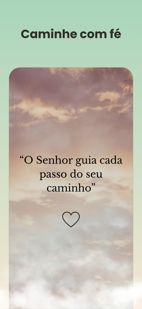 Biblia Diária - Um fundo de pôr do sol pacífico com uma citação religiosa em português que diz O Senhor guia cada passo do seu caminho com um ícone de coração.
