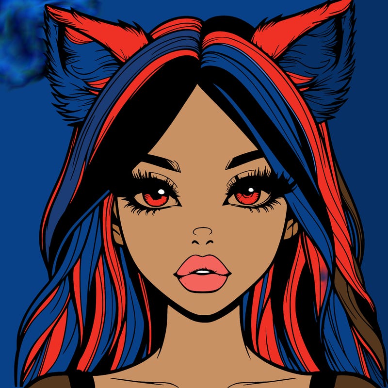 realistic girl with fox ears and realistic lips