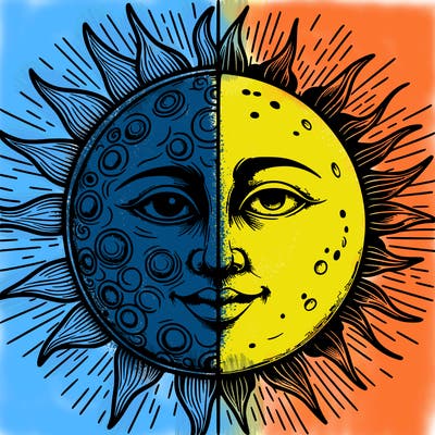 sun and moon realistic split
