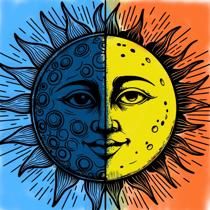 sun and moon realistic split