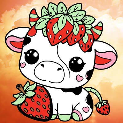 cute strawberry cow