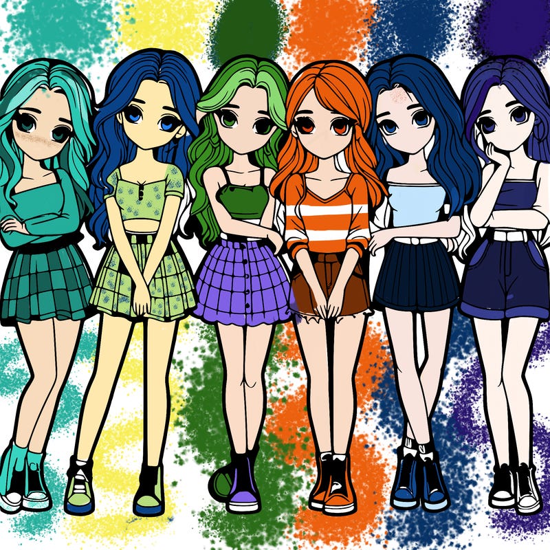 a group of girls realistic