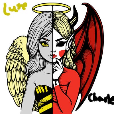 realistic angel half demon