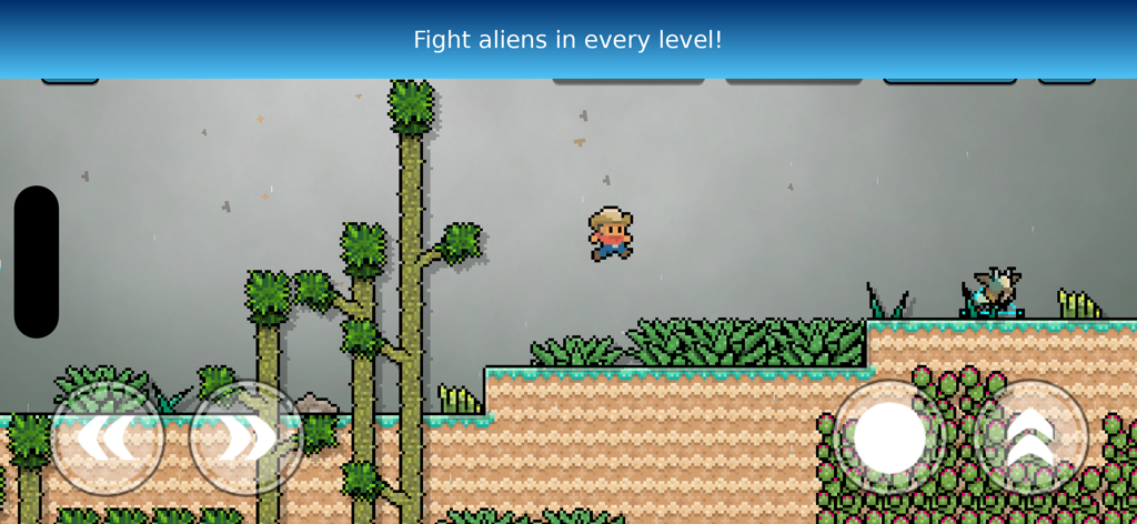 Old Monterrey: Pixel Adventure - A cowboy character jumps through a rainy desert landscape in a 2D pixel art platformer game