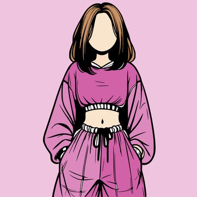 realistic girl faceless with baggy pants and a crop top
