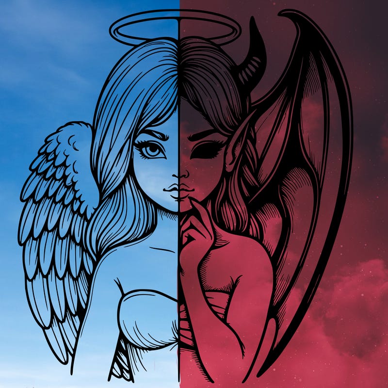 realistic angel half demon