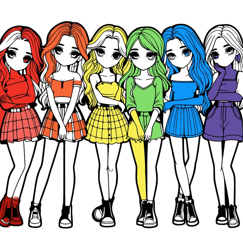 a group of girls realistic