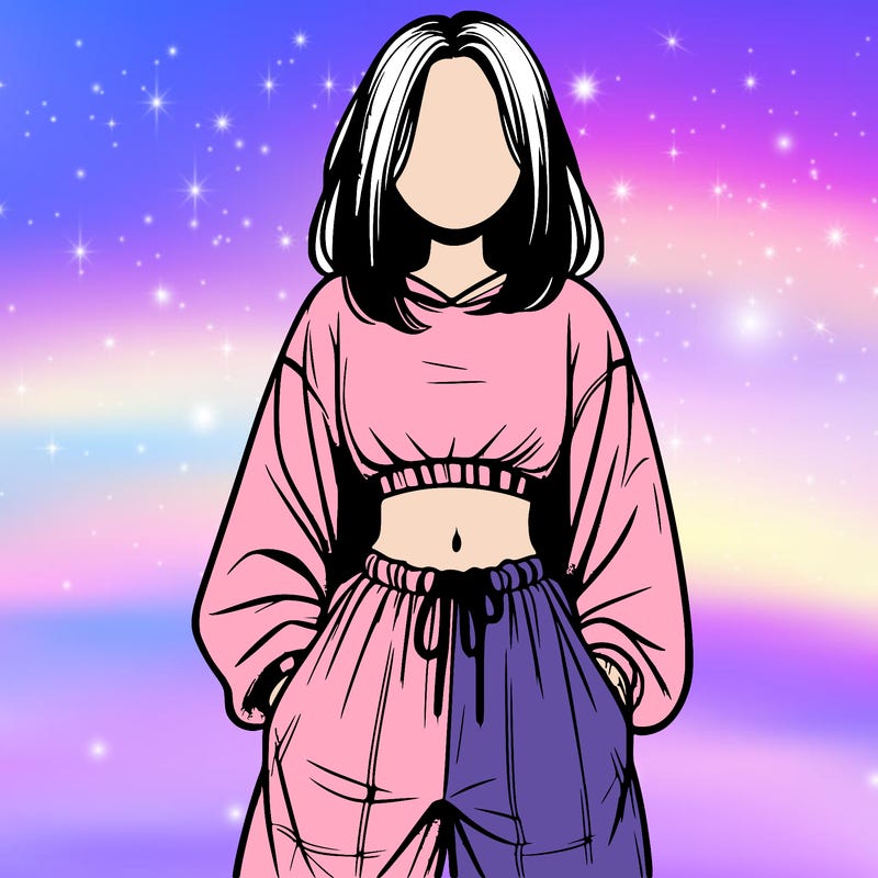realistic girl faceless with baggy pants and a crop top