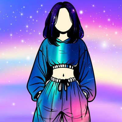 realistic girl faceless with baggy pants and a crop top