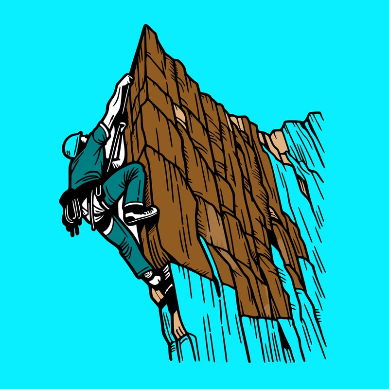 extreme rock climbing on a sheer cliff face