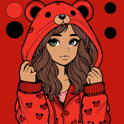 realistic girl in a animal pjs hoodie