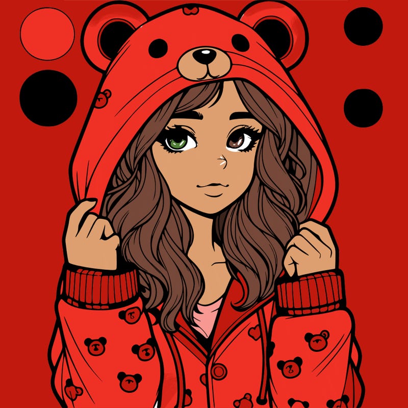realistic girl in a animal pjs hoodie