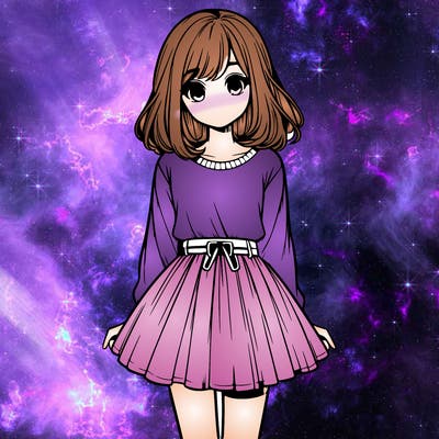 realistic girl with a skirt on