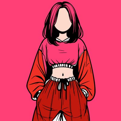 realistic girl faceless with baggy pants and a crop top