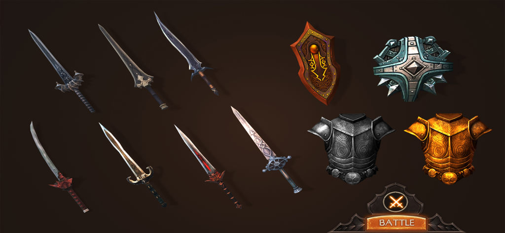 Gladiator Arena Glory - Eine Sammlung von freischaltbaren Gladiatorenschwertern, Schilden und Rüstungssets zur Charakteranpassung