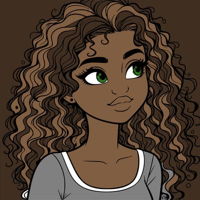 realistic girl with curly hair