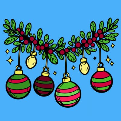 christmas garland with big bulbs