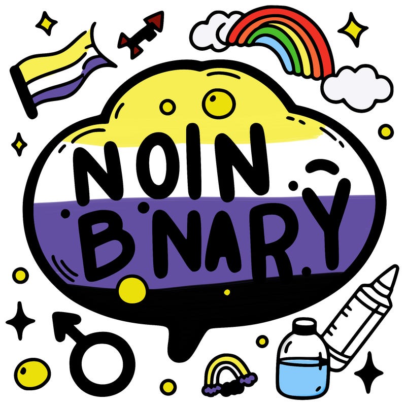 nonbinary in bubble letters