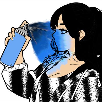 a realistic girl spray, painting