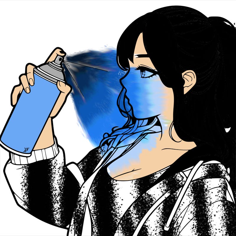 a realistic girl spray, painting