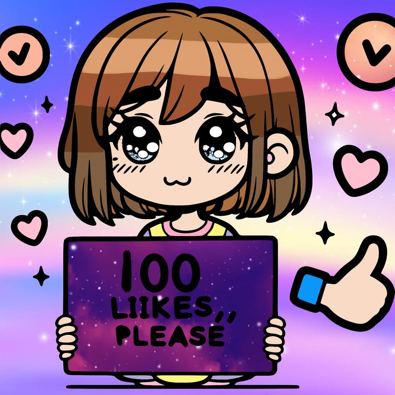 a girl with a sign saying 100 likes, please