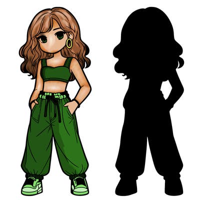 girl in crop top and baggy pants