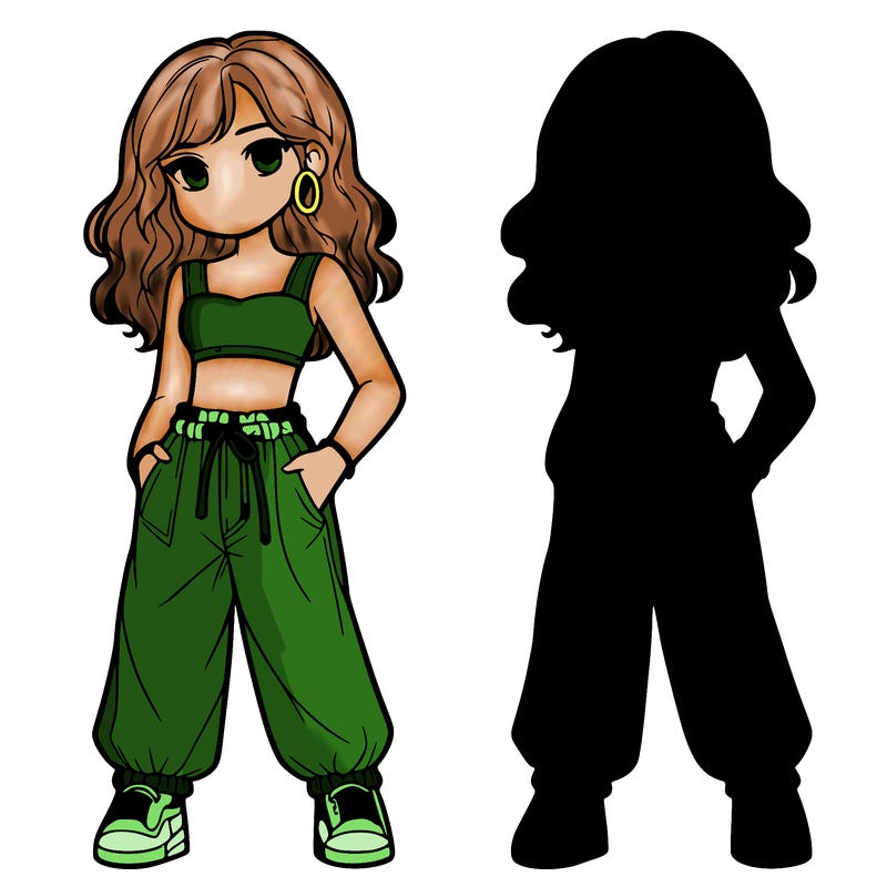 girl in crop top and baggy pants