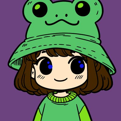 girl with frog hat