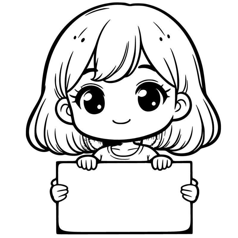 girl holding blank sign