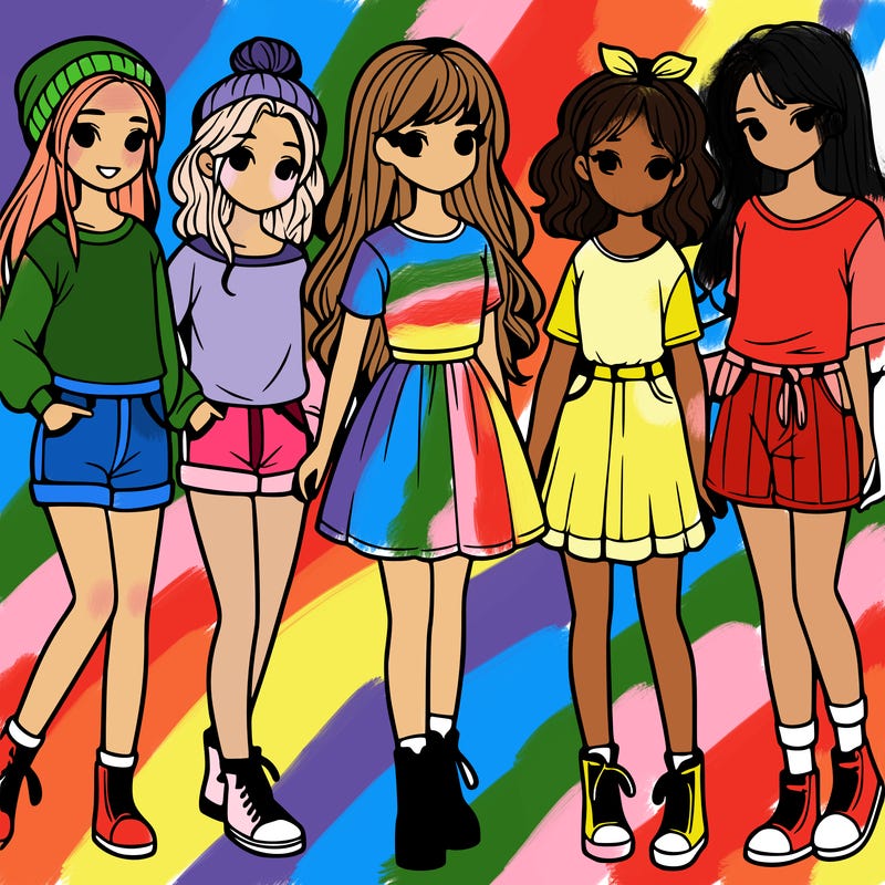 a group of five girls