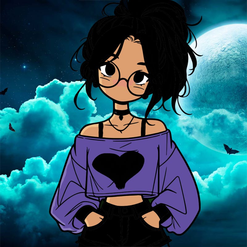 girl with a messy ponytail glasses a baggy crop top and jean shorts