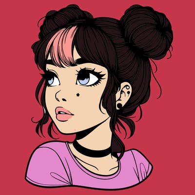 realistic girl with spacebuns
