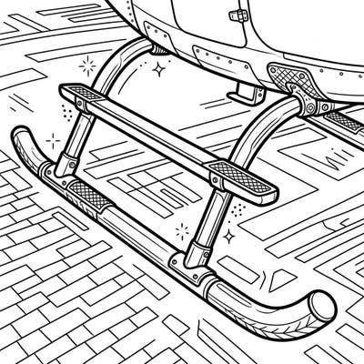 Discover the fascinating engineering of helicopter landing skids with this intricate coloring page. Featuring clean line art and rich details, it's perfect for adults and teens who love aviation and precision.