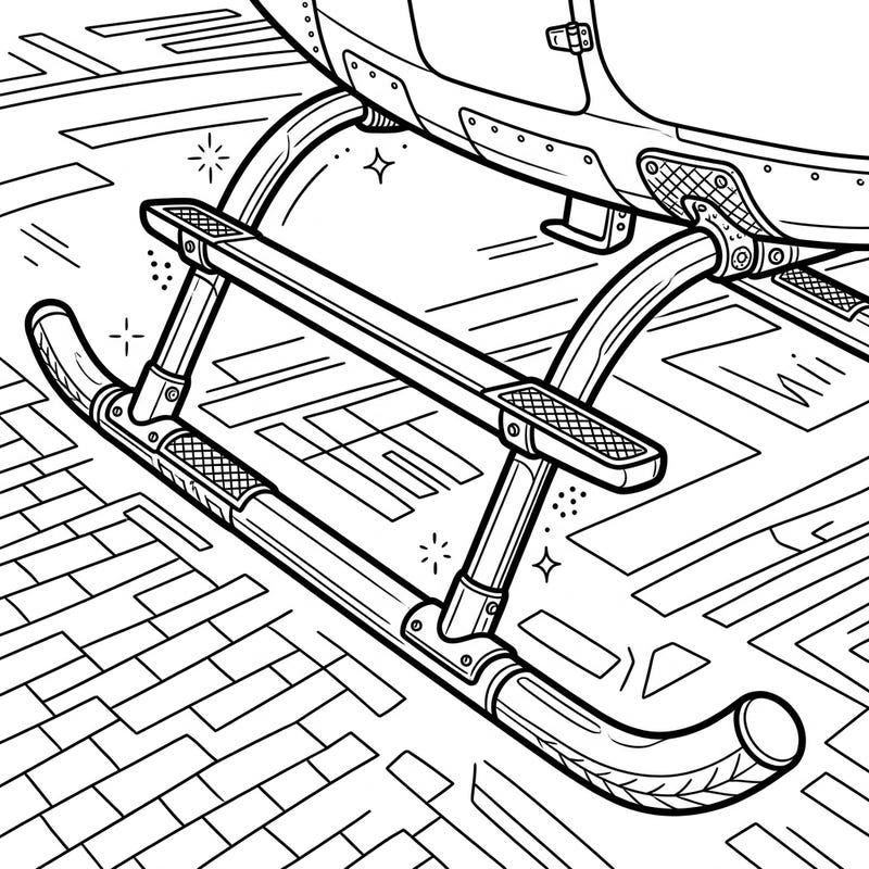 Discover the fascinating engineering of helicopter landing skids with this intricate coloring page. Featuring clean line art and rich details, it's perfect for adults and teens who love aviation and precision.