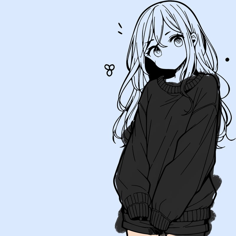manga teen girl  in a sweater and baggy pants