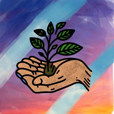 hand with plant