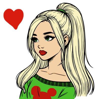 realistic girl with a high ponytail