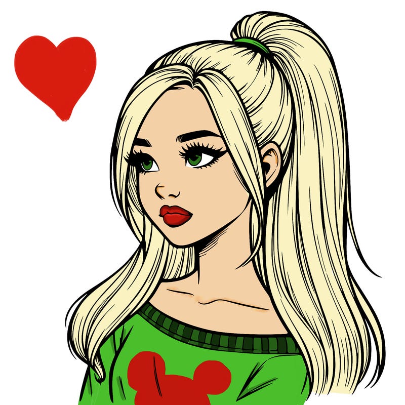 realistic girl with a high ponytail