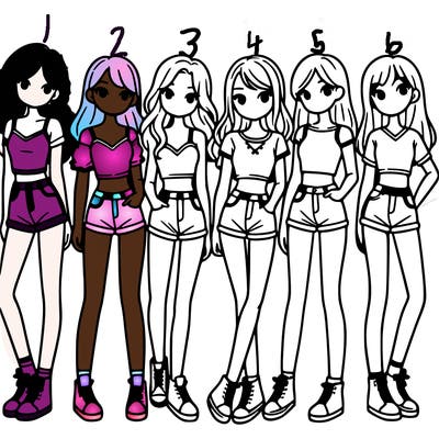 a group of girls wearing crop tops and shorts