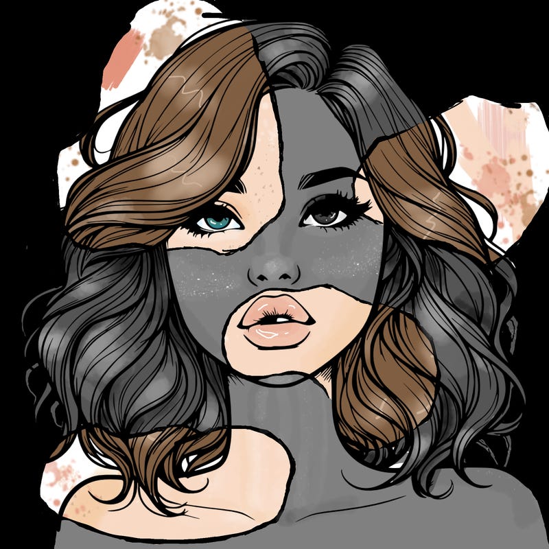 realistic girl with wavy hair and lips