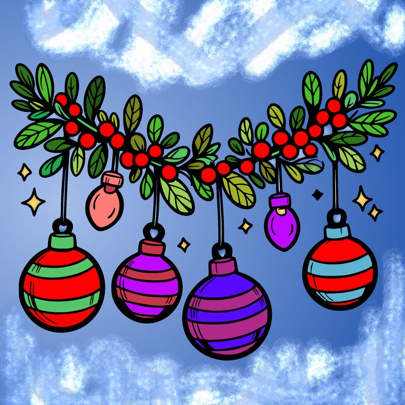 christmas garland with big bulbs