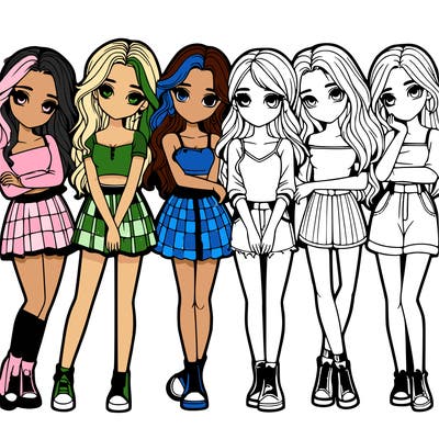 a group of girls realistic
