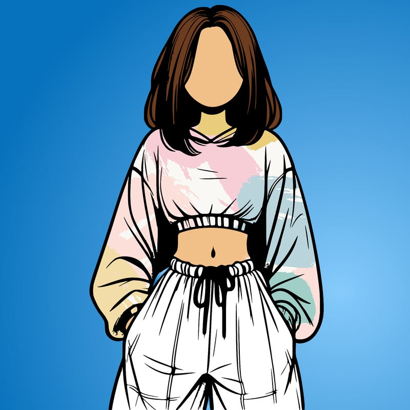realistic girl faceless with baggy pants and a crop top